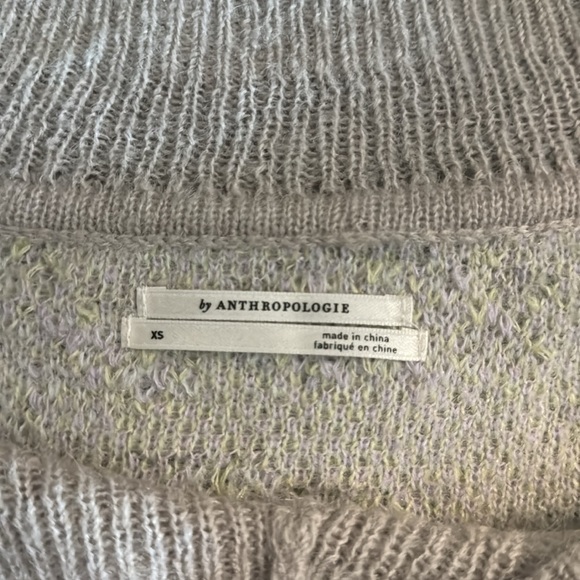 By Anthropologie Purple Beige Textured Oversized V-Neck Sweater Size XS - Picture 15 of 16